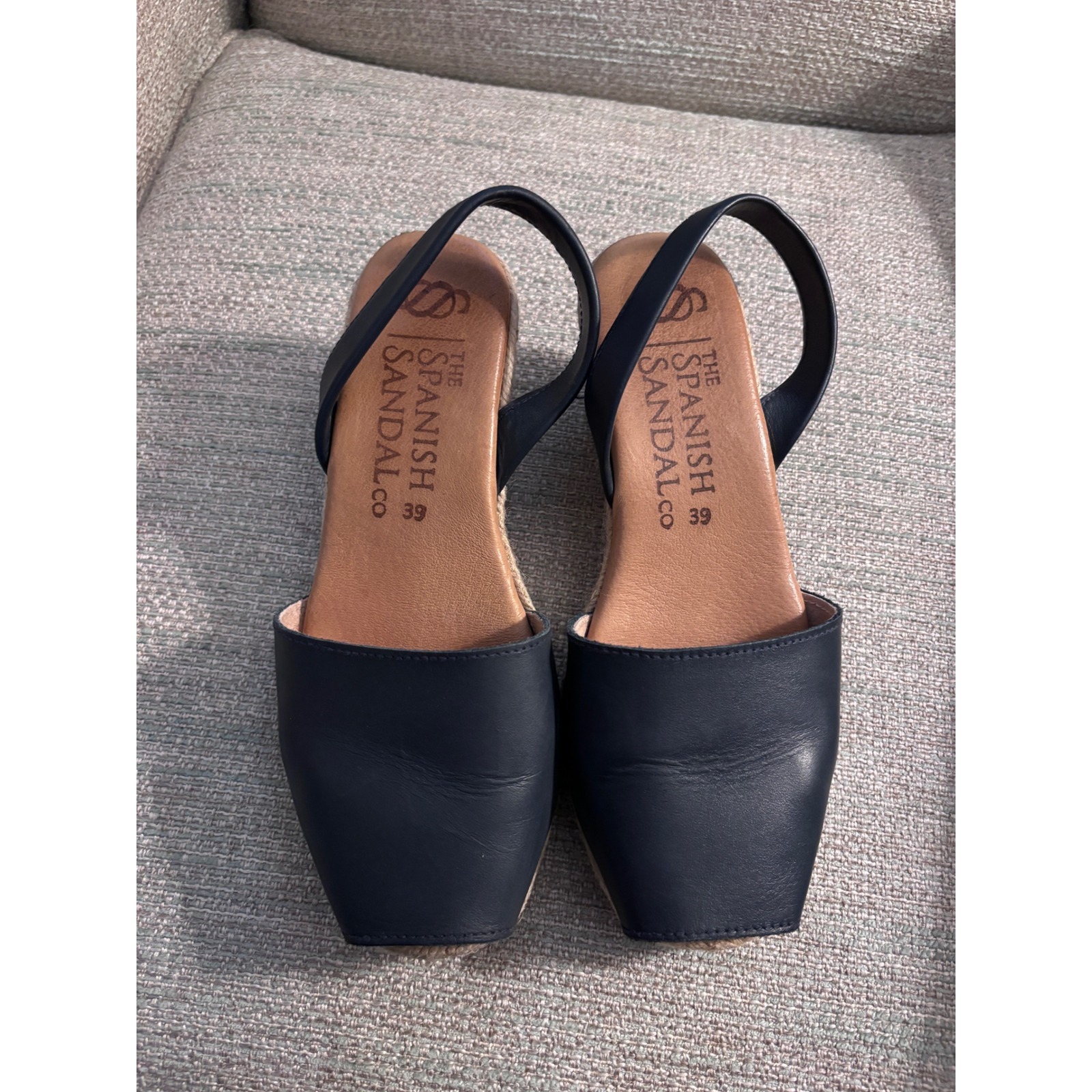 The Spanish Sandal Co Navy Leather Espadrille Wedge Sandals Slingback Size 39 — image 4 of 8